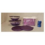 NEW Tupperware Purple Outside Serving Bowls with