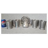 Pewter Cups and Dish England Holland Tiel