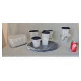 NEW Tupperware One Touch and Serving Tray Navy