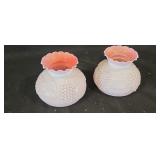 2 Vintage Hurricane Lamp Shades Fenton?Pink/Coral