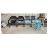 Lawn Deck Metal Chairs 2 Side Tables 2 Cushions