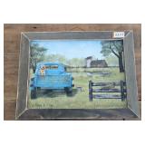 Barn Frame Print 17.5 x 13.5 Blue Truck Golden