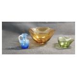 MCM Gold and Avocado Green Dip Bowl Blue Bubble
