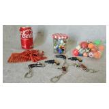 Marble Lot Rubber Bouncy Balls and Pop Gun Key