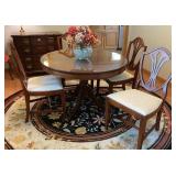 Drexel 44" Round Table w/ Glass Top, 2 12"