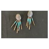 Sterling Turquoise Southwest Earrings 5.1g