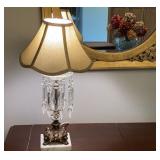 Crystal Table Lamp With Fabric Shade D11 H19