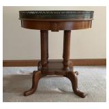 Round End Table 20 Diameter 22H Marble Top Heart