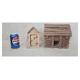 Log Cabin Birdhouse and Outhouse