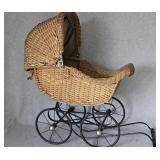 Antique Baby Doll Wicker Victorian Stroller 24 x