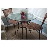 Woven Wicker Retro MCM Chairs (2) & Glass
