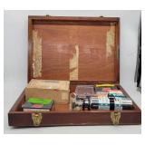 Wood Box w Hardware Nails, Fire Extinguisher +