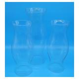 3 Clear Glass Hurricane Lamp Globes