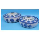 2 pc Louisville Stoneware Covered Dishes Blue flow