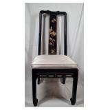 Asian Themed Black Chair w Hand Painted Temple Des