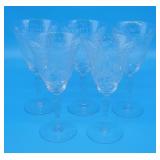 5 Etched Drinking Glasses w Flared Edge