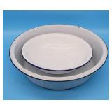 2 Vintage Agate Enamelware Bowls Basins