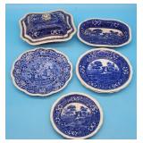 6 Pc blue & White Porcelain transferware Copeland
