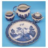 4pc Blue & White Porcelain - Booths Real Old Willo