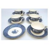 Royal China Currier & Ives Cups & Saucers Steamboa