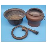 Copper Pot, Brass Planter, Brass Horn