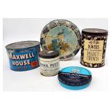 5 Vintage Advertising Tins Maxwell House Coffee Pi