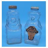 2 Figural Glass Bottle Banks Snow Crest Syrup Bear