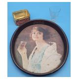 Vintage Coca Cola Tray Coke Tin Drink Glass