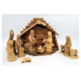 Carved Olive Wood Nativity Scene Manger Creche Mad
