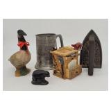 1776 Pewter Stein, Cast Iron Jardinier Iron, Pen H