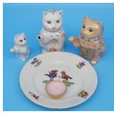 Asian Kitties w Raised Paw Tea Pots, German Childs