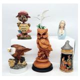 Figurines Lot - Best Mom Nodder, Eagle, Owl, Virgi