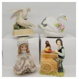 (4) Musical Figurines - Seymour Mann Swan, Eagle,