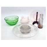 Vintage Glassware, Green Depression Glass Bowl, Mi