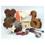 Country Primitive Wood & Fabric Decor Lot Stars Am