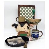 Country Primitive Kitchenware Lot Green Handled Ch