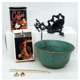 Mickey Mouse Coffee Tin, Victorian Iron Oil Lamp W