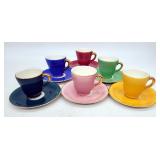 Vintage Colorful Ceramic Demitasse Cup & Saucer Se
