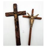 Religious Wall Cross Crucifix - Wood & Metal, 1 Re