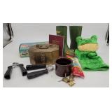 Childs Frog Wellipers, Pez, Brass Box+