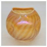 Dugan Peach Swirl Opalescent Carnival Glass Vase
