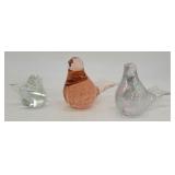 3 Art Glass Bird Paperweights