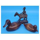 2 Signed Carved Duck Decoys, Don Quixote
