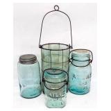 Blue Atlas Glass Canning Jars with Lids Mason EZ S