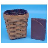 Longaberger 1995 Round Basket & Leather Case