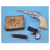 2 Vintage Cap Guns, Pocket Knife, Stash Box