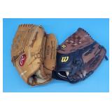 2 Leather Baseball Gloves Wilsons Rawlings Ken Gri