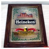 Heineken Beer Mirror in Wood Frame