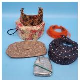 Vintage ladies Hats Headbands Purses Hatbox Feathe
