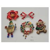 Estate Jewelry - Christmas Pins, Radko Wreath, Bea